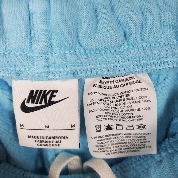 Nike NSW Club AOP Fleece Shorts Men Sz Medium Blue Chill Drawstring Pockets Logo - Picture 4 of 9
